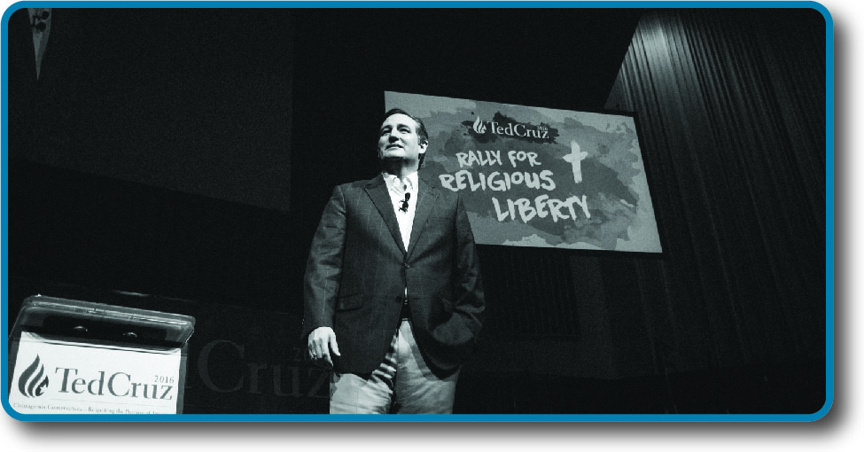 An image of Ted Cruz standing in front of a sign that reads “Ted Cruz Rally for Religious Liberty”.