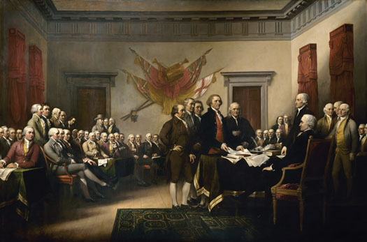 This painting depicts the signing of the Declaration of Independence.